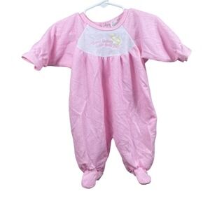 Vintage Baby Pink Terry Cloth Sleeper Thank Heaven For Little Girls S‎